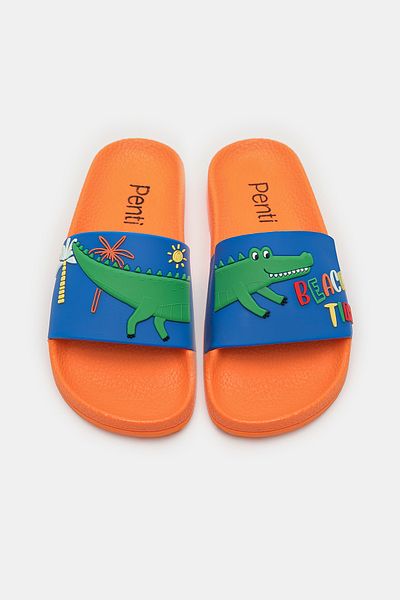 Penti Boy's Crocodile Patterned Colorful Slippers