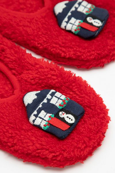 Penti Red Girl's New Year Home Patterned Booties Socks