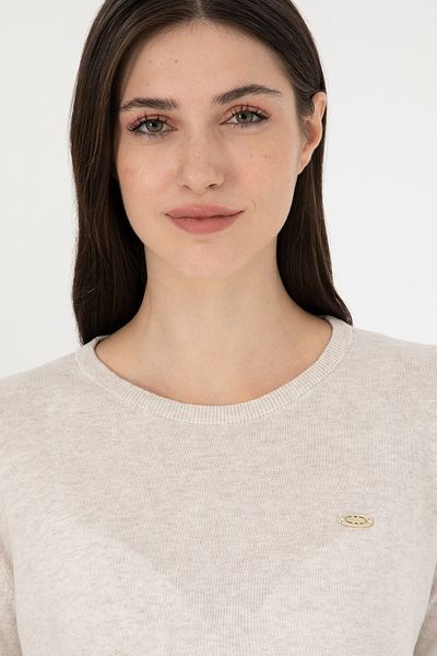 U.S. Polo Assn. Pulover de damă Stone Melange Basic cu gât crew 50288951 -vr225