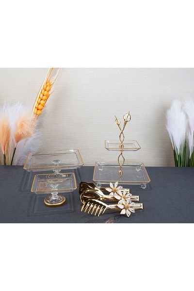 ARGKRİSTAL Gold 6 Piece Table Presentation Set