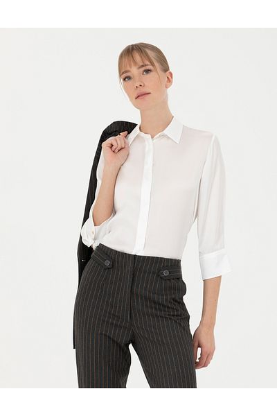 Pierre Cardin Ecru Comfort Fit Satin Shirt 50273131 -Vr019