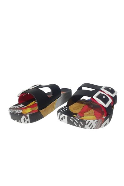 GEZER Black-Red Heroic Double Buckle Non-Slip Sole Casual Slippers for Boys Gzrr101-99