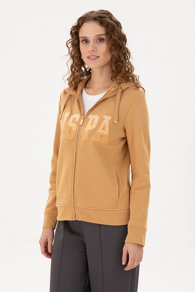 U.S. Polo Assn. Дамски суичър с качулка Camel Basic 50289540 -Vr015