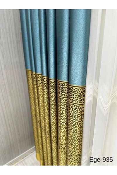NİVEMESHOME Nivemeshome Aegean Turquoise Oven 1240 V-935 1/3 Frequent Pleated Background Curtain Apm