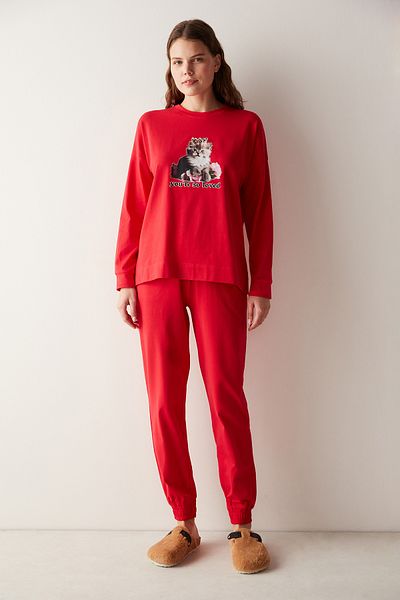 Penti Love Red Pants Pajama Set