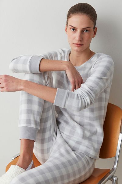 Penti Gray Gingham Fleece Pants Set