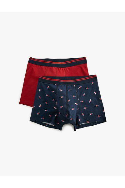 Koton Christmas Themed Printed Skinny Fit Cotton Boxer Set of 2