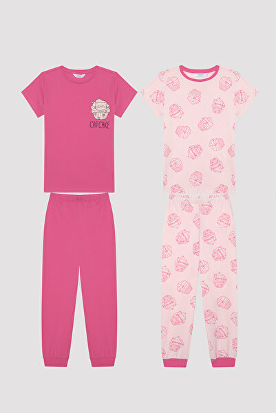 Penti Girl's Cat Cake Multicolored 2-Piece Pajama Set