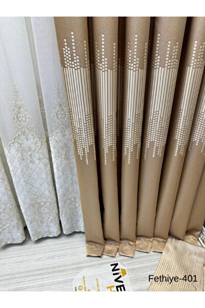 NİVEMESHOME Nivemeshome Conquest 614178   - Χρυσό V-401, 1/3 Κοντή πλισέ κουρτίνα φόντου APM