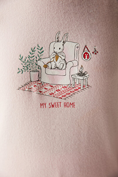 Penti Sweet Home Soft Sweatshirt Pembe Pijama Üstü