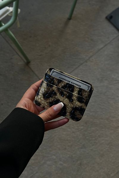 klovi Leopard Pattern Faux Leather Card Holder Mini Wallet
