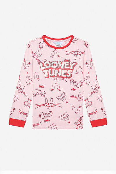 Penti Long Sleeve Cotton Girl Pinky Looney Multicolor Pajama Set