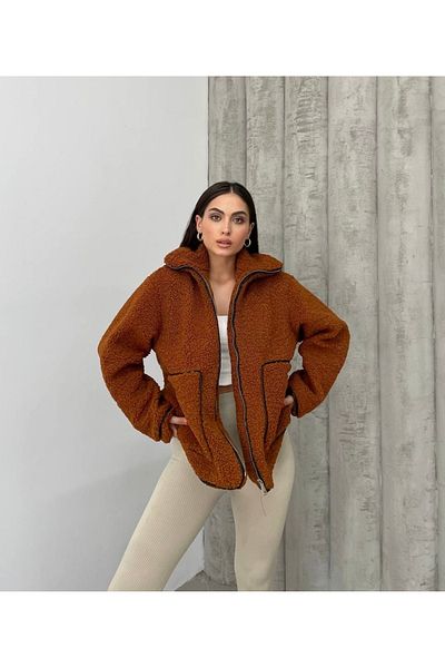 İLKCET MODA Jachetă oversize Boucle pentru femei