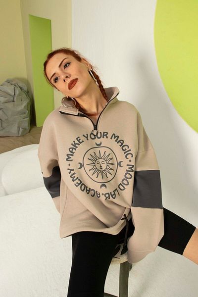 Mood Lab Λεπτομερές φούτερ Unisex με φερμουάρ
