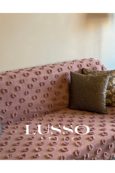 lusso stile Ponpon Koltuk Örtüsü Mürdüm 180 X 240