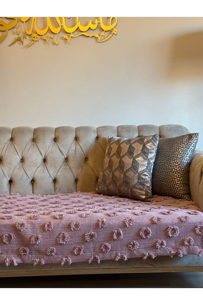 lusso stile Husa de scaun cu pompon prune - 100x240