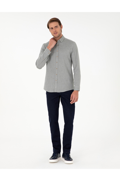 Pierre Cardin Açık Haki Slim Fit Uzun Kollu Gömlek 50292457-VR183