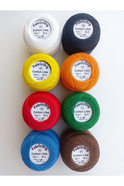 fabricorg Cotton Like Etamine-Cross Stitch 8 Piece Thread Set 11 (10 gr-No.8)