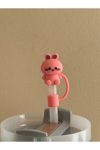 ÇAKRA Cute Rabbit Model Dust-Proof Silicone Leak-Proof Straw Cover 1 Piece Compatible with Stanley Thermos