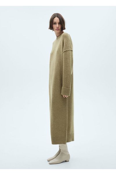 MANGO Woman Geripptes Strickkleid