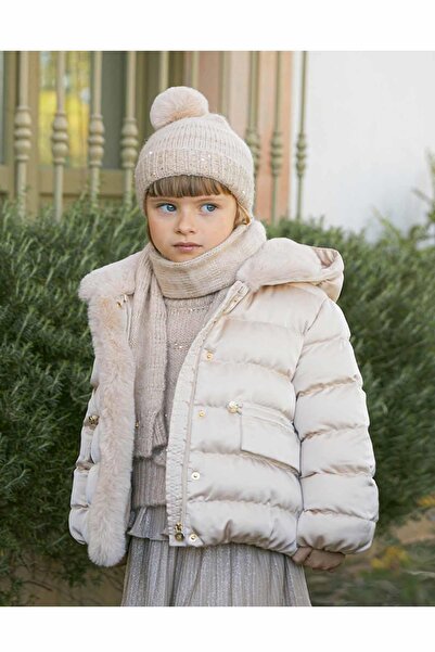 Abel & Lula Beige Girl's Satin Coat - Winter