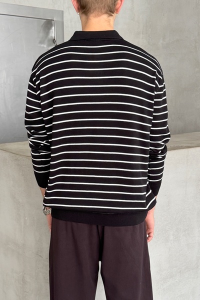 HYMAN Ανδρικό πλεκτό πουλόβερ με λαιμόκοψη από βαμβακερό πόλο