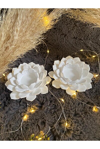 MorVilla Ev Dekorasyon,2'li Lotus Çiçeği Mumluk,dekoratif Mumluk,tealight Mum...
