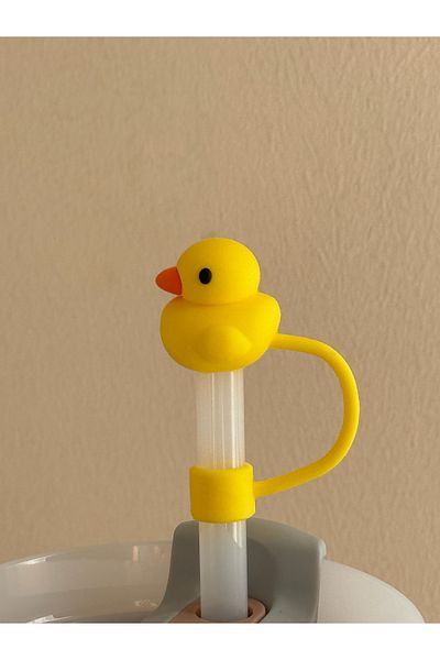 ÇAKRA Cute Duck Model Dust-Proof Silicone Leak-Proof Straw Cover 1 Piece Compatible with Stanley Thermos