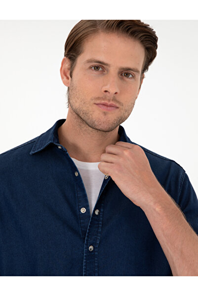 Pierre Cardin Lacivert Regular Fit Jean Gömlek 50292560-VR033