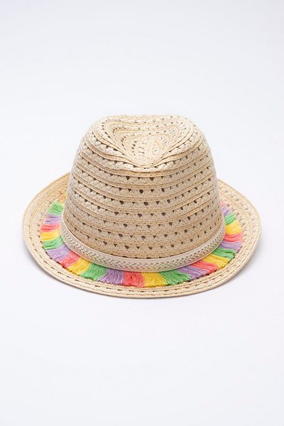 Penti Girl's Colorful Fringed Straw Hat