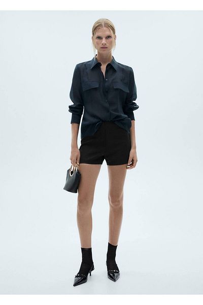 MANGO Woman High-waisted straight-cut shorts