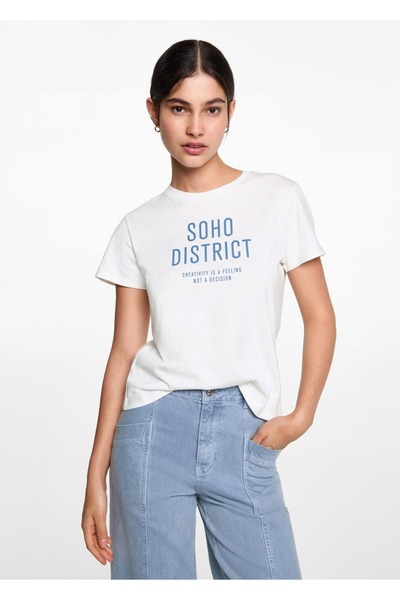 Mango Teen Tricou din bumbac cu model