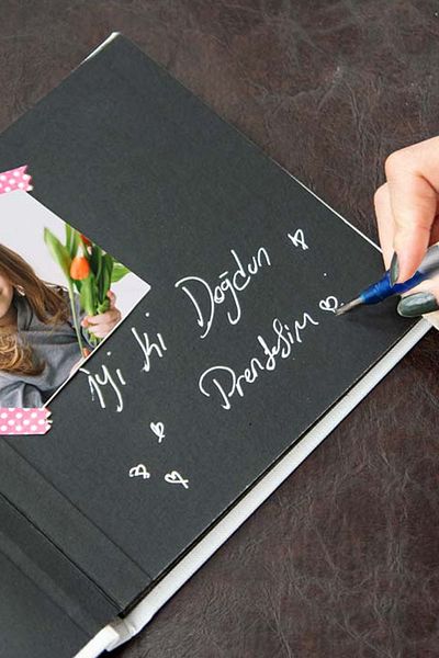 yhfoto Memory Book - White Photo Album - with Gel Pen and Sticker Gift