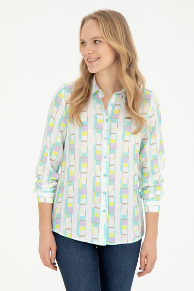 U.S. Polo Assn. قميص نسائي بلون النعناع - كم طويل، موديل 50283424 -VR090