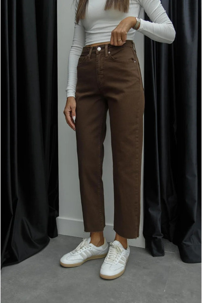 SHUR BOUTİQUE Yüksek Bel Tam Kalıp - ZR Boyfit  Jean