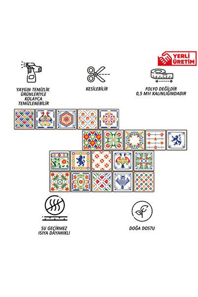 TİNK Kendinden Yapışkanlı Oyun Desenli Pvc Karo 10x10 Cm 20'li Paket