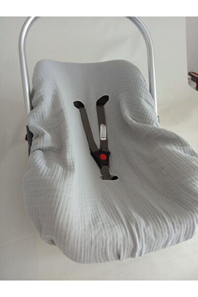 Wenaris ملاءة سرير لعربة الأطفال من الموسلين 4 طبقات - قطعة واحدة باللون الرمادي