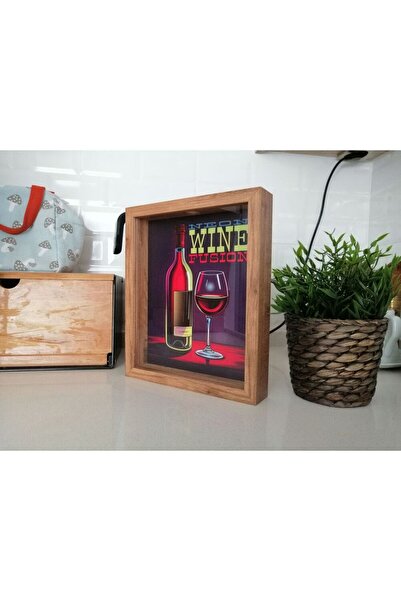 MEYK AHŞAP 25x30 Şarap Mantarı Koleksiyon Kutusu Fusion