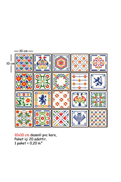 TİNK Kendinden Yapışkanlı Oyun Desenli Pvc Karo 10x10 Cm 20'li Paket