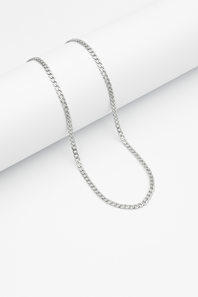 Santalio قلادة سلسلة من الفولاذ المقاوم للصدأ موديل Gurmet باللون الفضي - 3 ملم