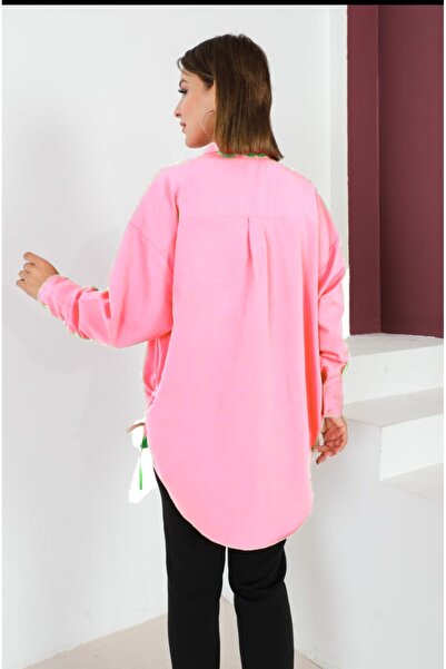 MAY MARA PLUS SIZE WOMEN'S COTTON SHIRT WITH SLIPPING DETAIL