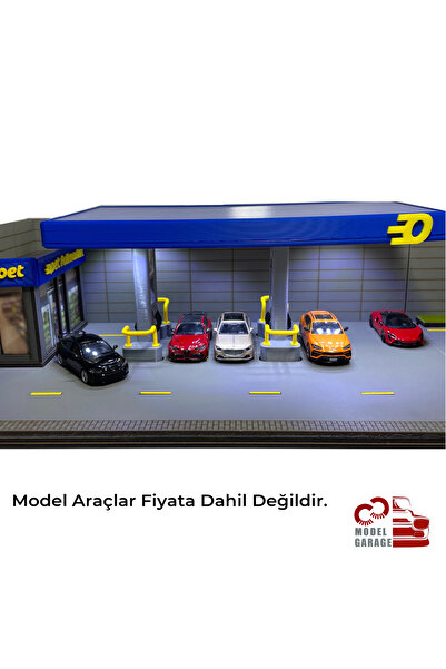 ÜRETİM 1/64 Ölçek Opet Benzinlik Diorama Otopark Diecast Model Araba Sergileme Rafı Maket Diorama Oyuncak