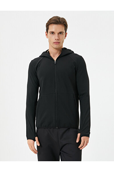 Koton Sports Sweat Hooded Zipper Inside Hooded Pocket Detail