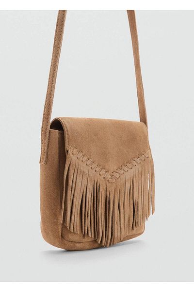 MANGO Kids Tassel Leather Bag