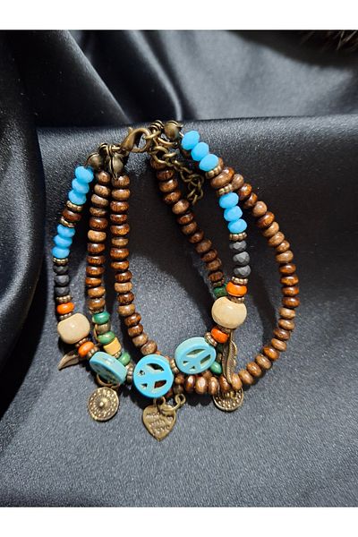 azra takı tasarım Handmade Authentic Bohemian Wooden Women's Bracelet