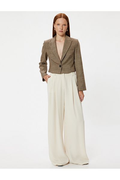 Koton Zweireihige Crop-Blazer-Jacke – normale Passform