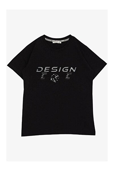 Zekids Μπλουζάκι από βαμβακερό μισό μανίκι για αγόρι - ανάγλυφο σχέδιο, γράμματα