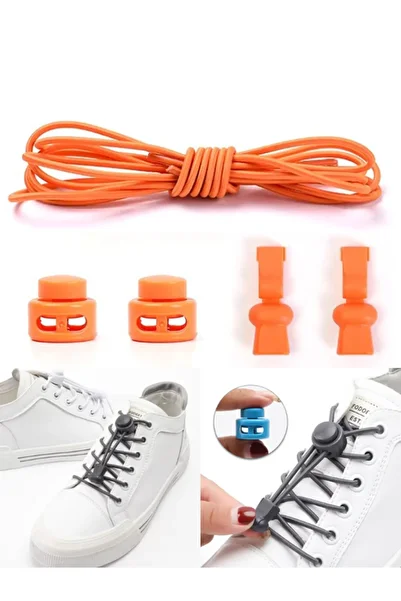 Heel'sUp Orange Smart Laces - Practical Elastic Round Shoelaces - Elastic, Plastic Locked