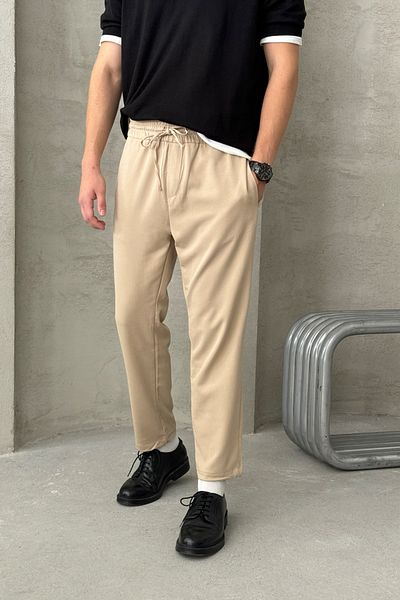 HYMAN Comfortable Men's Fabric Trousers - Elastic Waist
