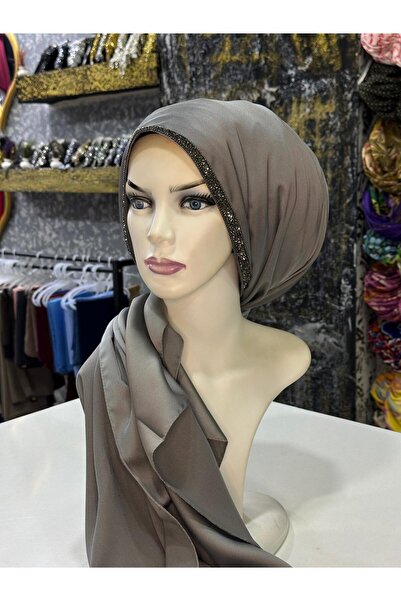 zagreus Kadın antrasit taşlı saten şal